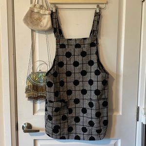 Polka dot plaid pinafore dress